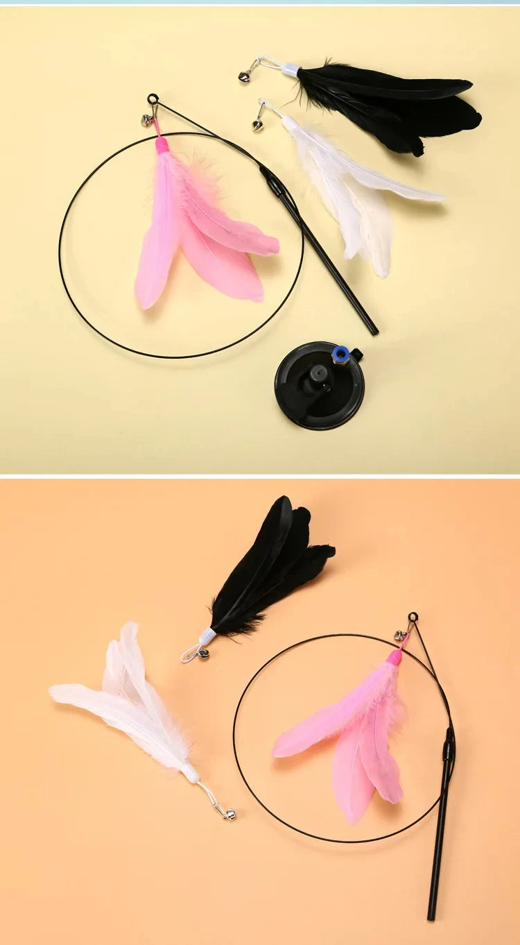 Varita Interactiva para Gatos | Juguete con Ventosa, Plumas y Simulación de Presa