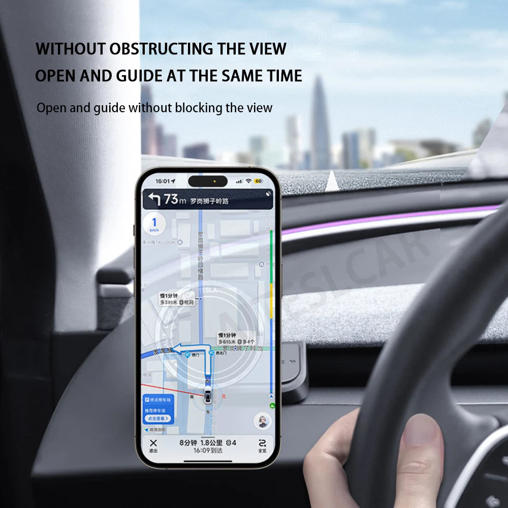 Soporte Magnético para Teléfono — Tesla Model Y y Model 3, Rotación 360° Antivibraciones