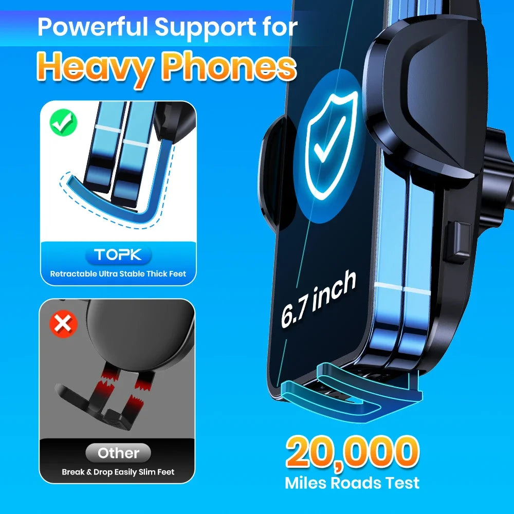 Soporte para Teléfono de Auto TOPK — Gravedad y Mag-Safe, Universal