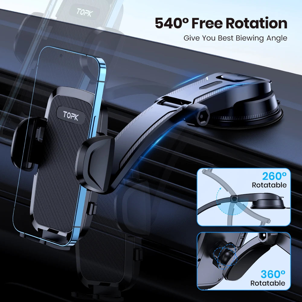 Soporte para Teléfono de Auto TOPK — Gravedad y Mag-Safe, Universal