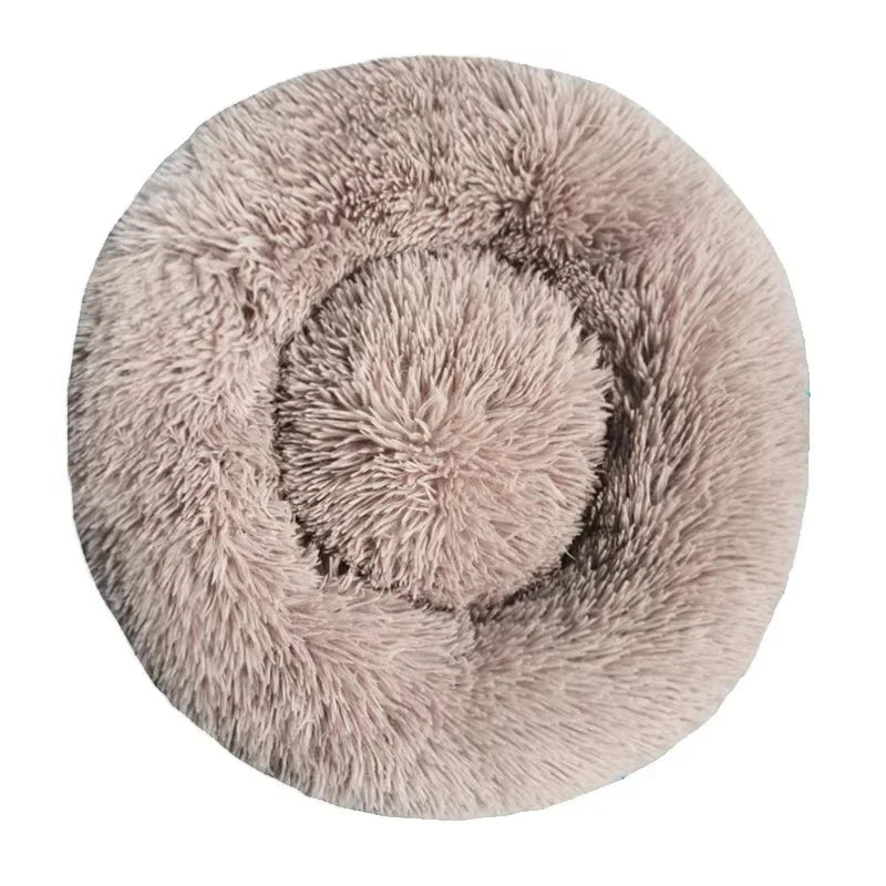 Cama Redonda de Felpa para Mascotas — Lavable, Tallas S a XL