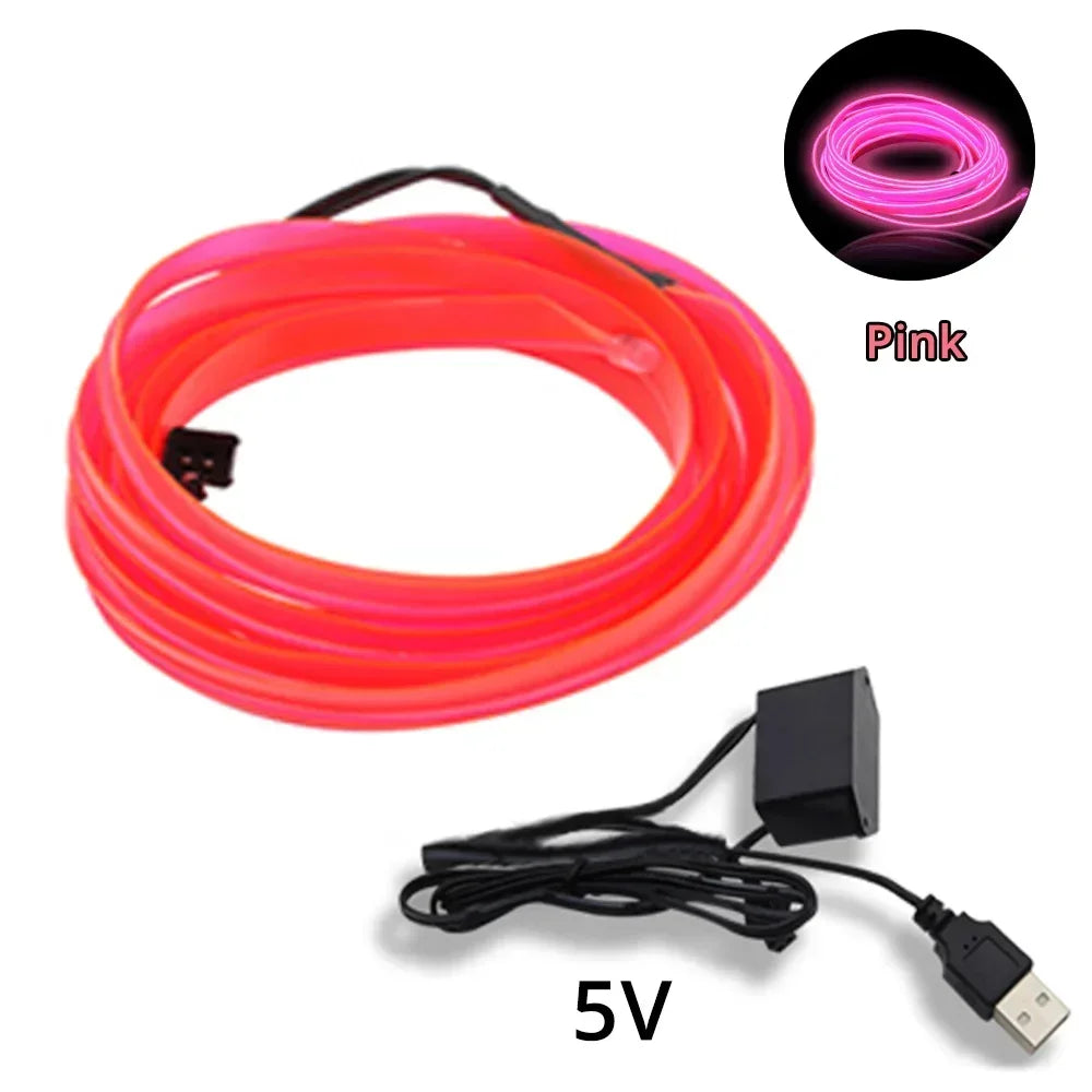 Tira LED Interior Auto 1M-5M - Luz Neón Flexible USB Decorativa