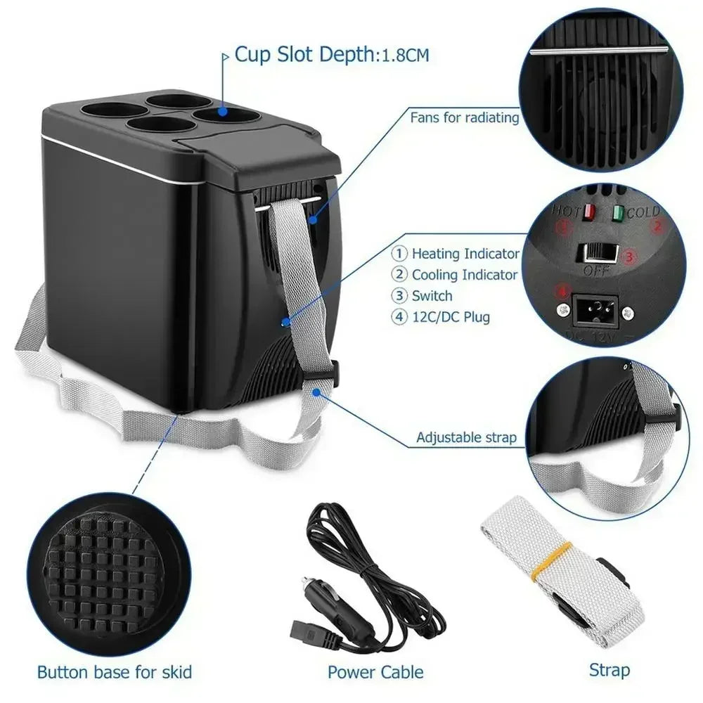 Mini Refrigerador Portátil para Auto 6L — Enfría y Calienta 12V