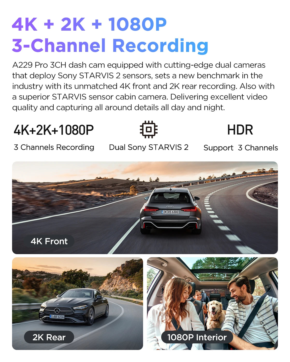 Cámara para Auto VIOFO 4K HDR WiFi — Modo Estacionamiento 24H