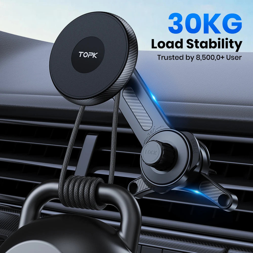 Soporte Magnético TOPK para Auto — Rejilla de Ventilación, Compatible Mag-Safe