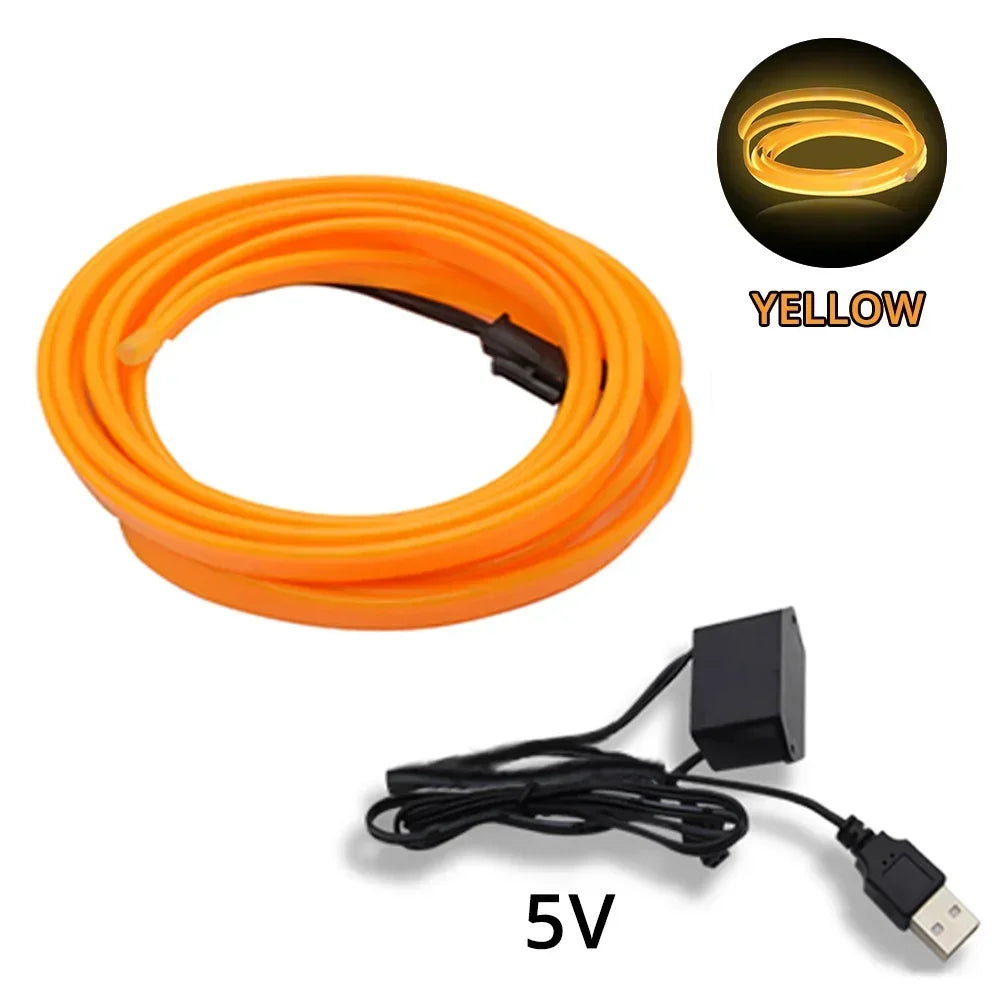 Tira LED Interior Auto 1M-5M - Luz Neón Flexible USB Decorativa