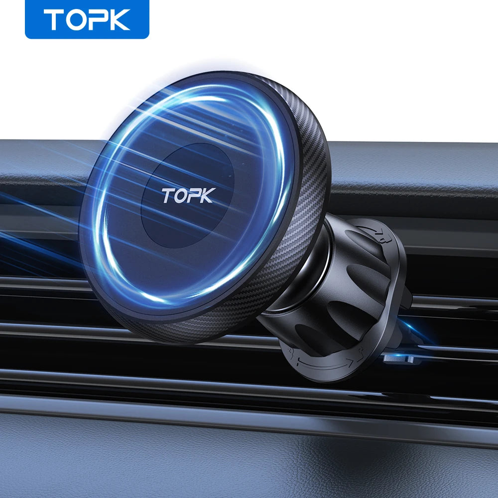 Soporte Magnético TOPK para Auto — Rejilla de Ventilación, Compatible Mag-Safe