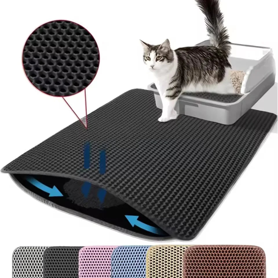 Alfombrilla Impermeable para Arenero de Gatos – Tapete Antideslizante Lavable con Doble Capa
