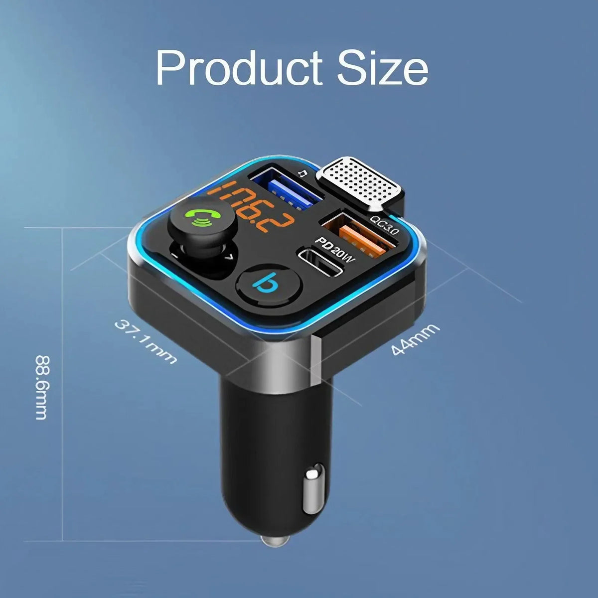 Cargador USB Dual para Auto 3.1A con Pantalla LCD — Voltímetro 12V/24V