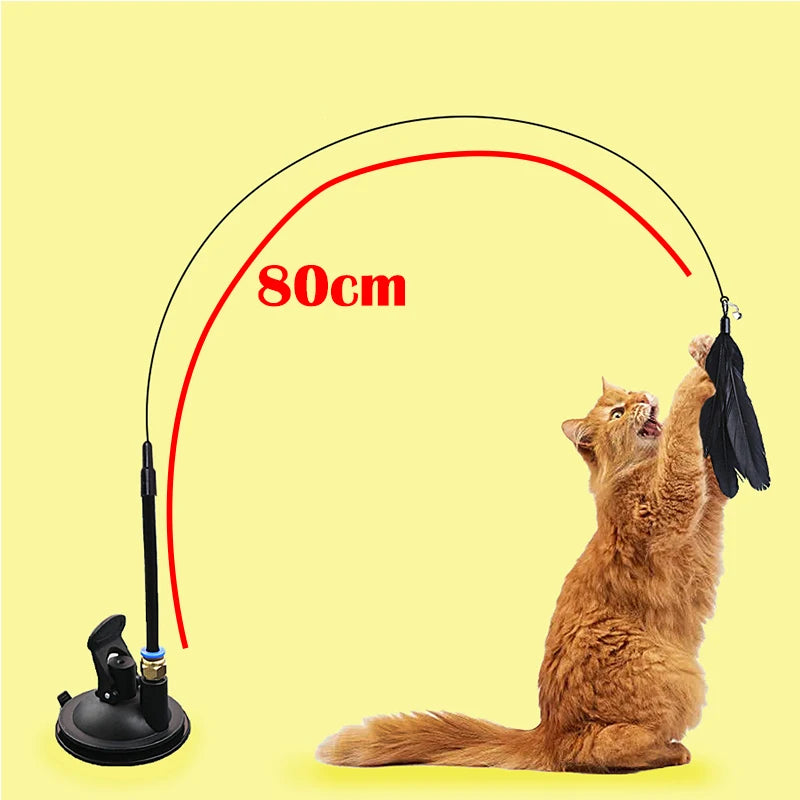 Varita Interactiva para Gatos | Juguete con Ventosa, Plumas y Simulación de Presa