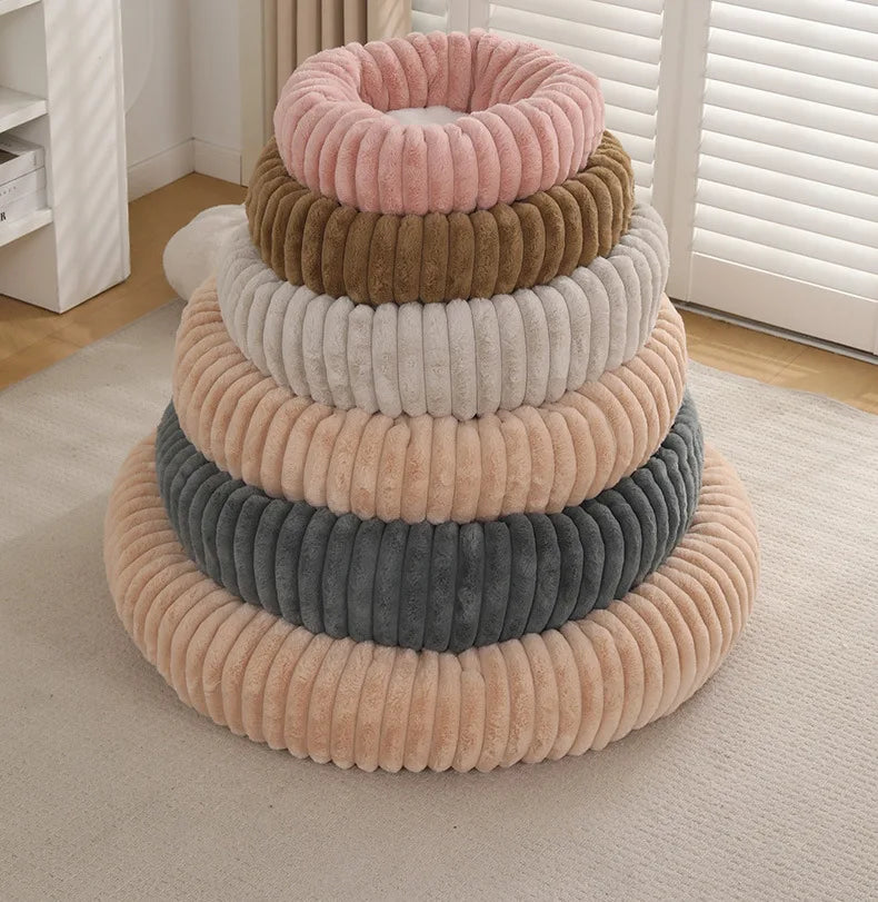 Nido de Lujo para Mascotas — Cama Circular de Felpa Gruesa