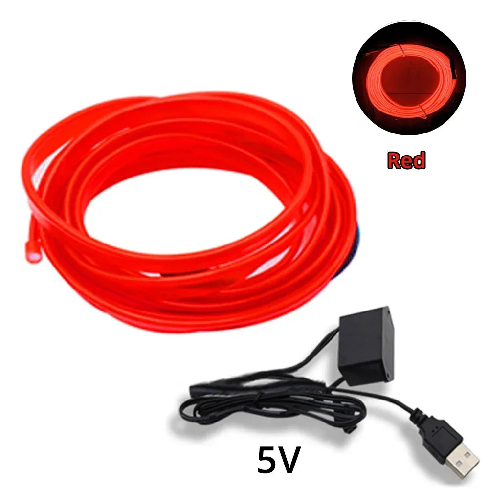 Tira LED Interior Auto 1M-5M - Luz Neón Flexible USB Decorativa