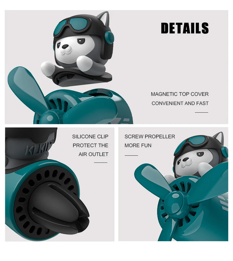 Ambientador Decorativo para Auto — Difusor de Perfume con Clip, Diseños Husky, Oso, Perro