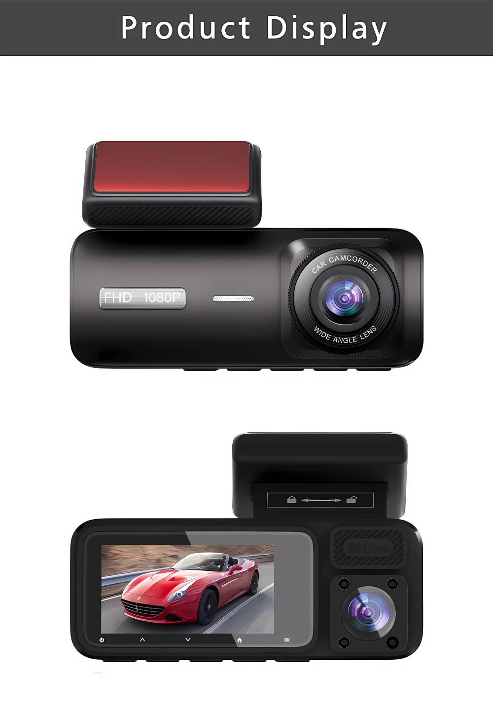 Cámara Dashcam DVR WiFi 3 Canales — Grabación Interior y Exterior