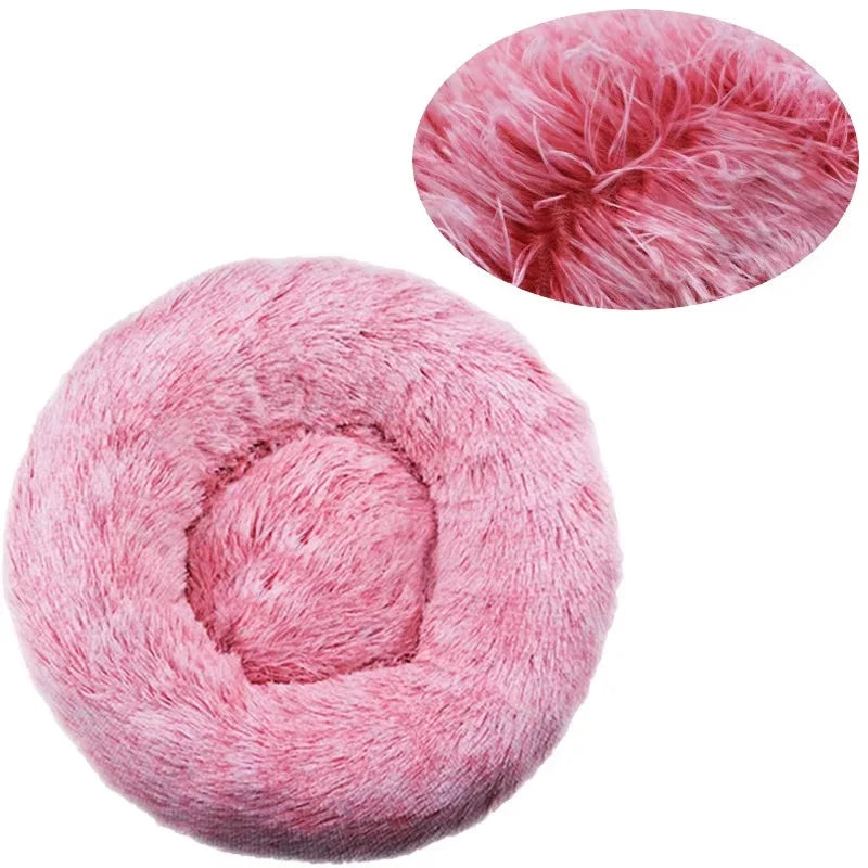 Cama Redonda de Felpa para Mascotas — Lavable, Tallas S a XL