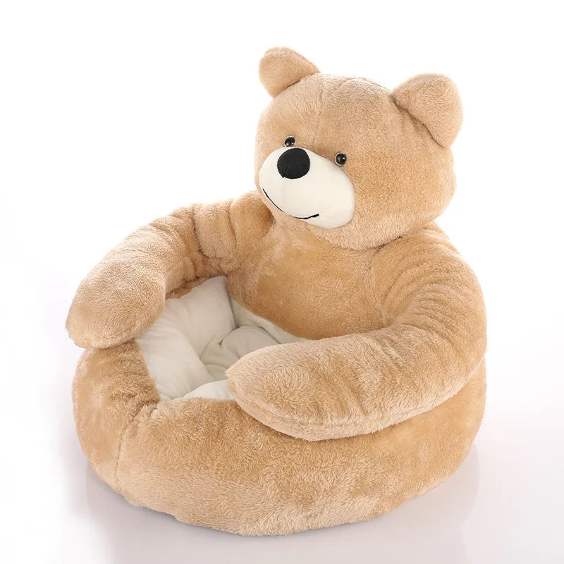 Cama Ultra Suave para Mascotas — Diseño Oso Abrazo | Perros y Gatos 🐻