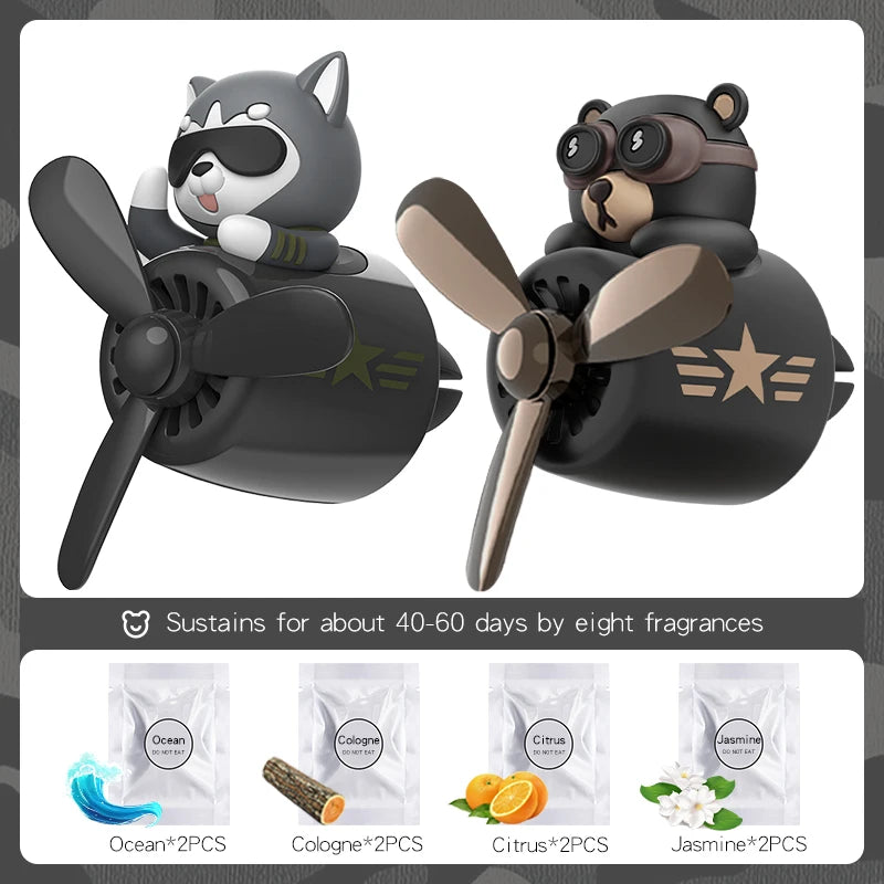 Ambientador Decorativo para Auto — Difusor de Perfume con Clip, Diseños Husky, Oso, Perro