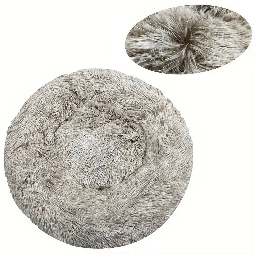 Cama Redonda de Felpa para Mascotas — Lavable, Tallas S a XL