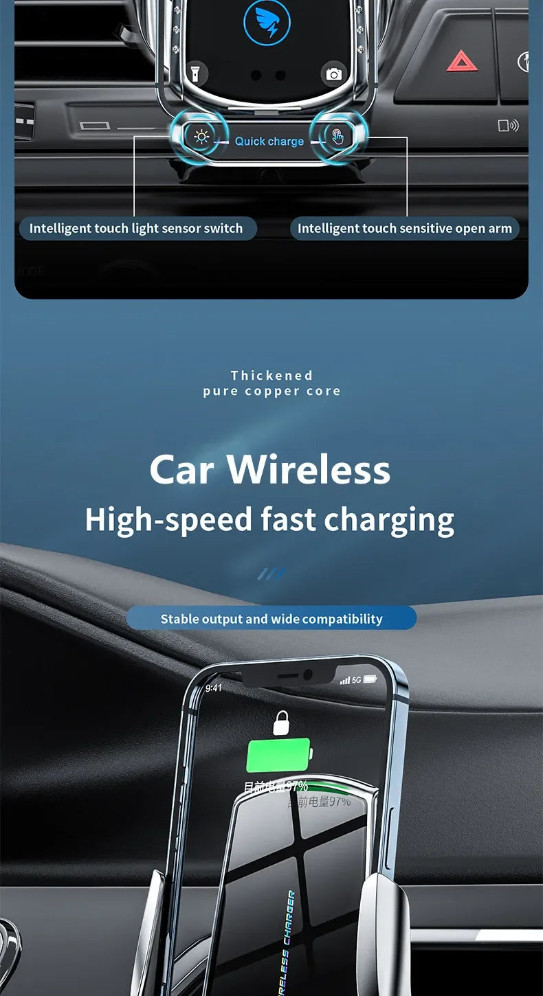 Cargador Inalámbrico Magnético 15W para Auto — Soporte iPhone, Samsung, Xiaomi