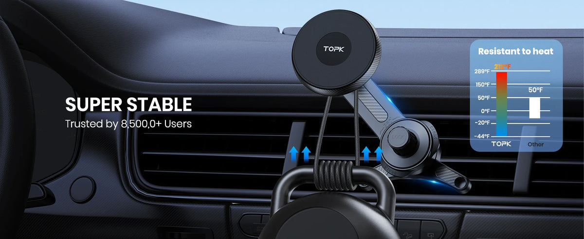 Soporte Magnético TOPK para Auto — Rejilla de Ventilación, Compatible Mag-Safe