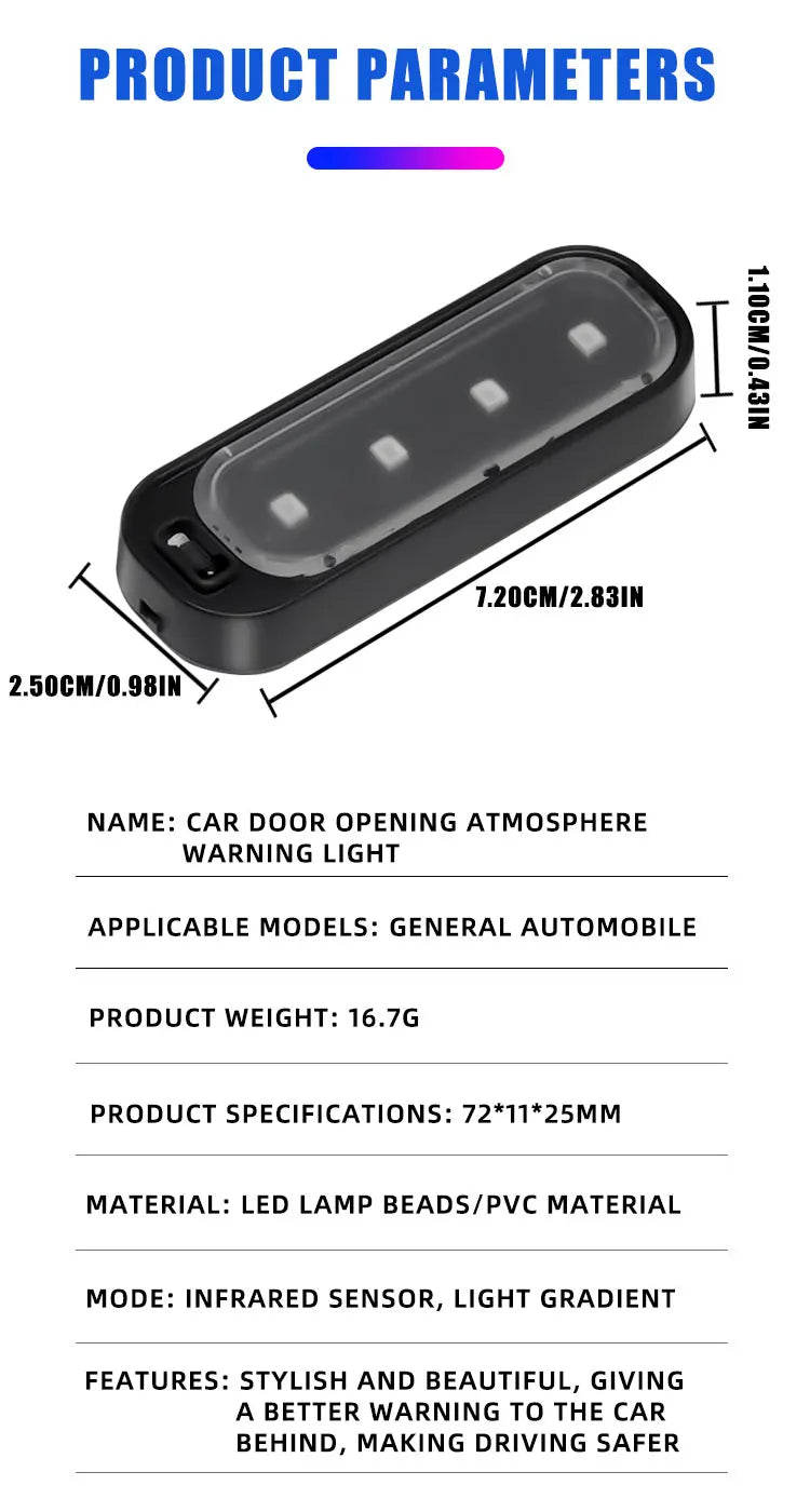 Luz de Bienvenida LED para Puerta de Auto — RGB, Inalámbrica, Anticolisión