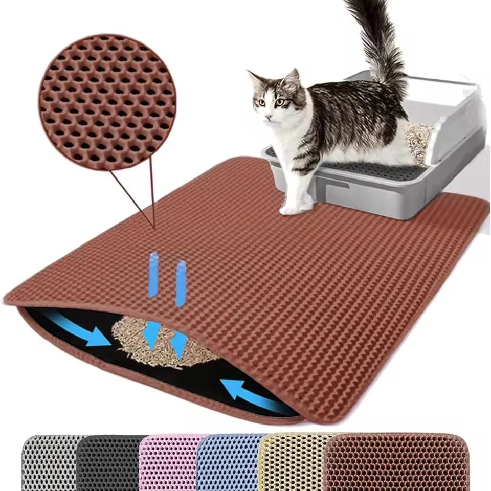 Alfombrilla Impermeable para Arenero de Gatos – Tapete Antideslizante Lavable con Doble Capa