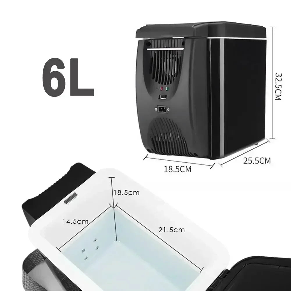 Mini Refrigerador Portátil para Auto 6L — Enfría y Calienta 12V