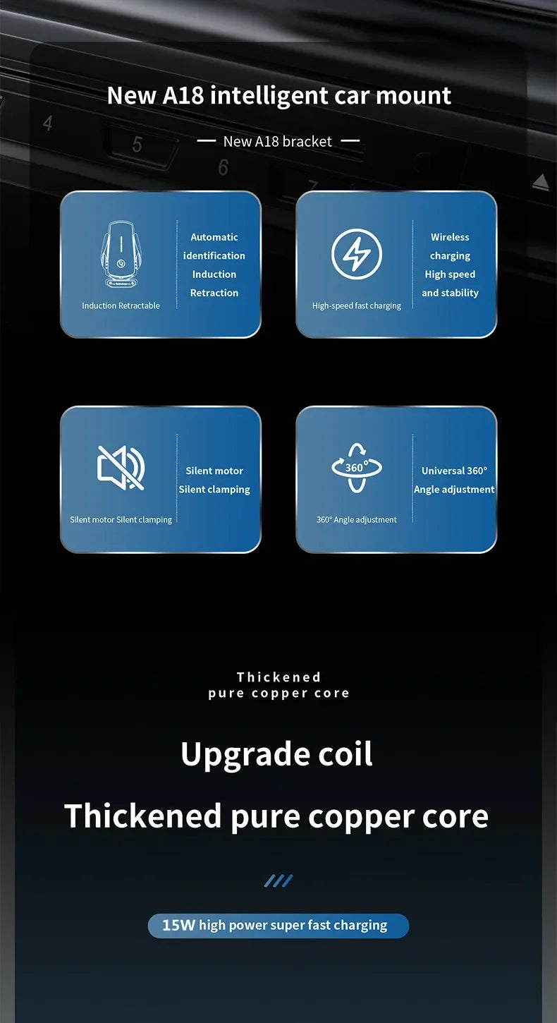 Cargador Inalámbrico Magnético 15W para Auto — Soporte iPhone, Samsung, Xiaomi