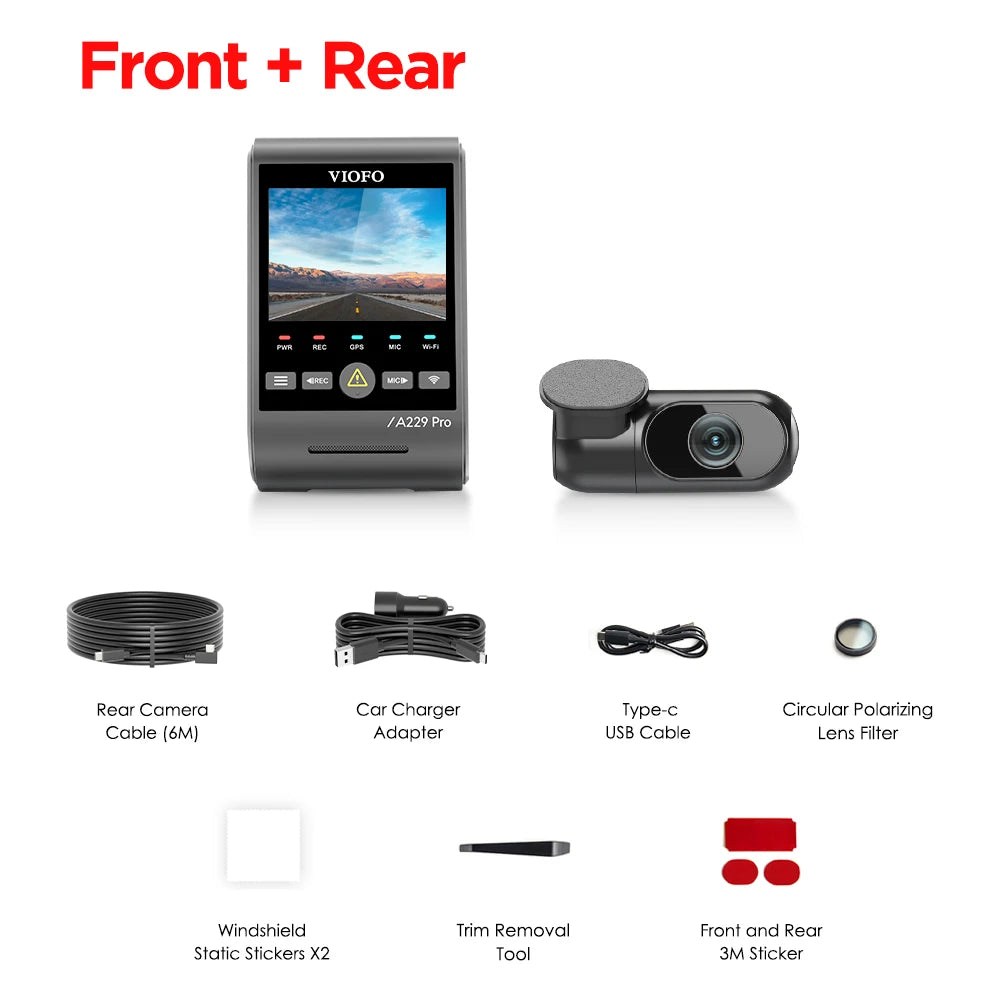 Cámara para Auto VIOFO 4K HDR WiFi — Modo Estacionamiento 24H