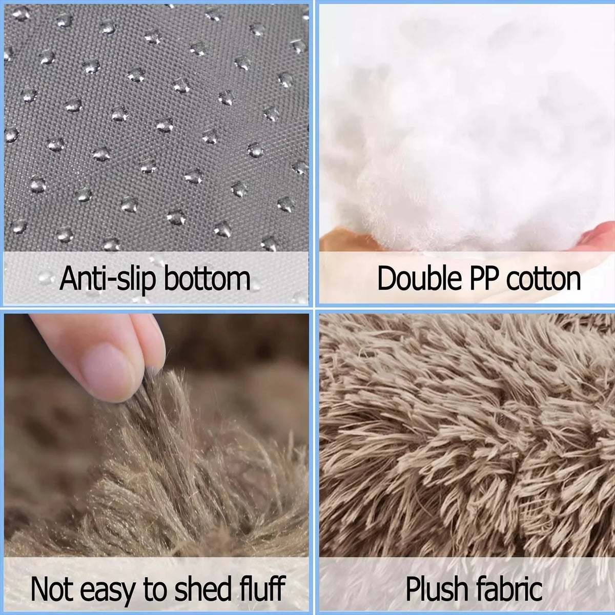 Cama Redonda de Felpa para Mascotas — Lavable, Tallas S a XL