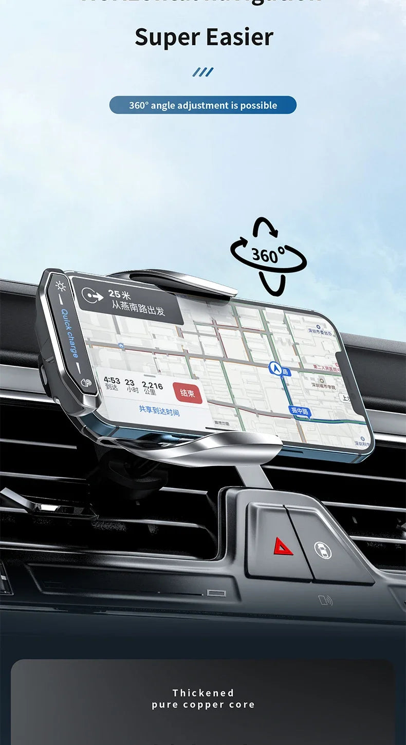 Cargador Inalámbrico Magnético 15W para Auto — Soporte iPhone, Samsung, Xiaomi