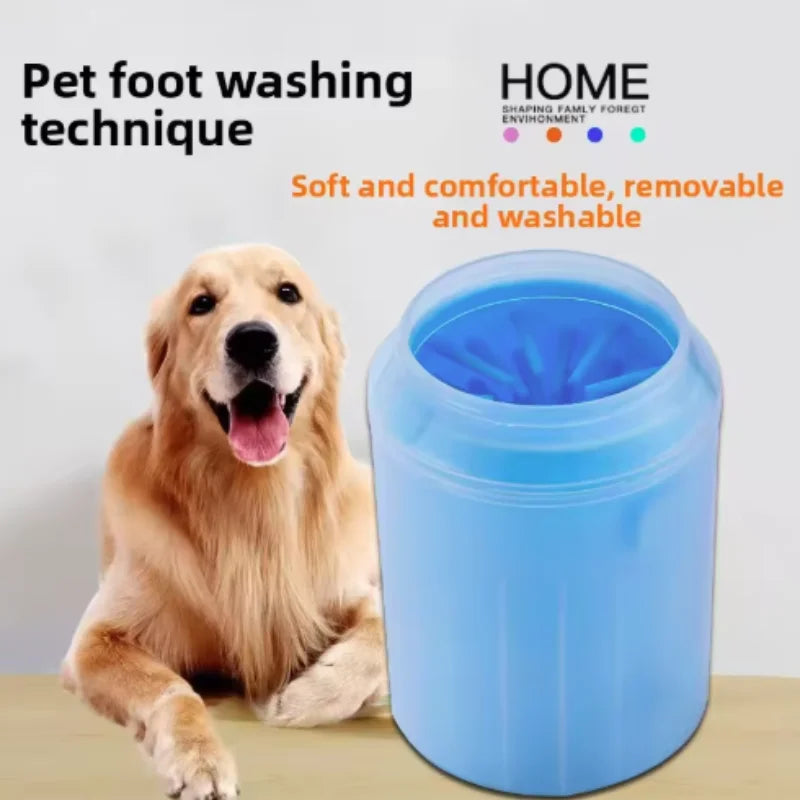 Limpiador de Patas para Perros y Gatos | Silicona Suave con Cubo Secador