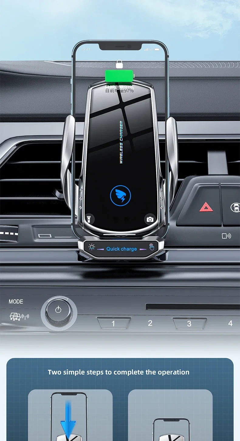Cargador Inalámbrico Magnético 15W para Auto — Soporte iPhone, Samsung, Xiaomi