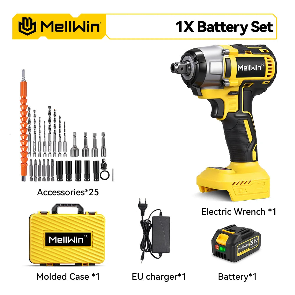 Llave Eléctrica 3 en 1 Sin Escobillas 520 N·m — Llave de Impacto + Destornillador + Taladro, Compatible Makita 18V
