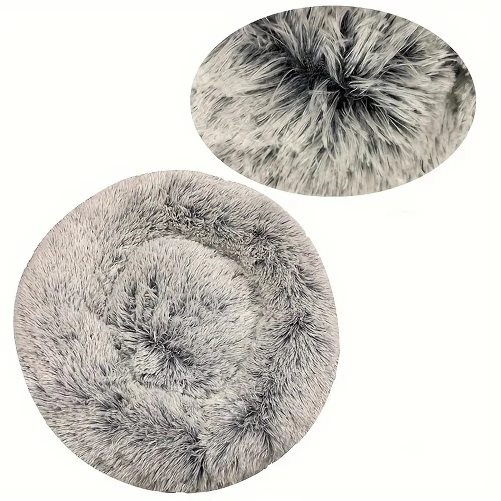 Cama Redonda de Felpa para Mascotas — Lavable, Tallas S a XL