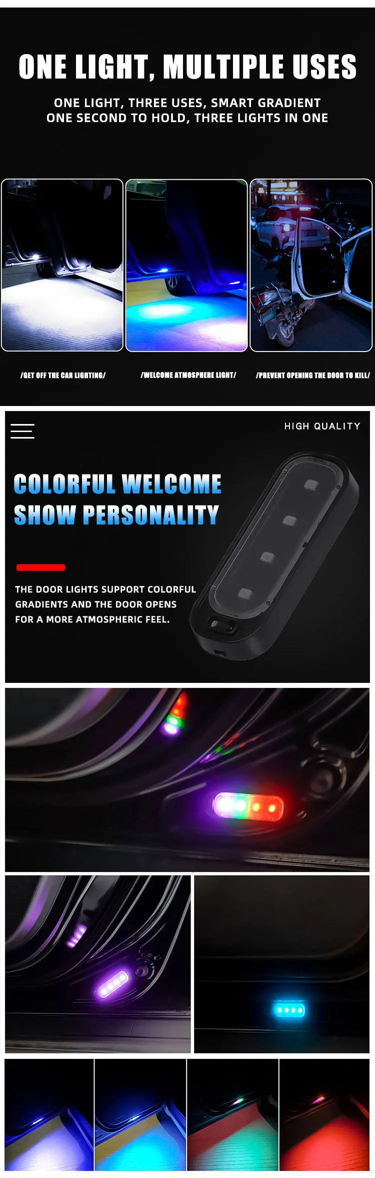 Luz de Bienvenida LED para Puerta de Auto — RGB, Inalámbrica, Anticolisión