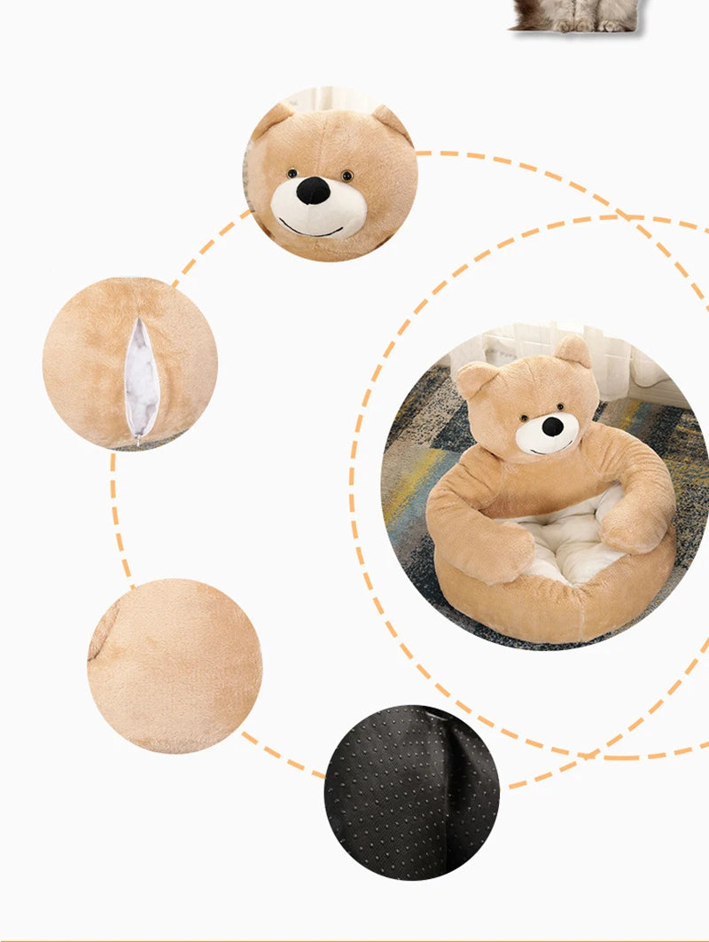 Cama Ultra Suave para Mascotas — Diseño Oso Abrazo | Perros y Gatos 🐻