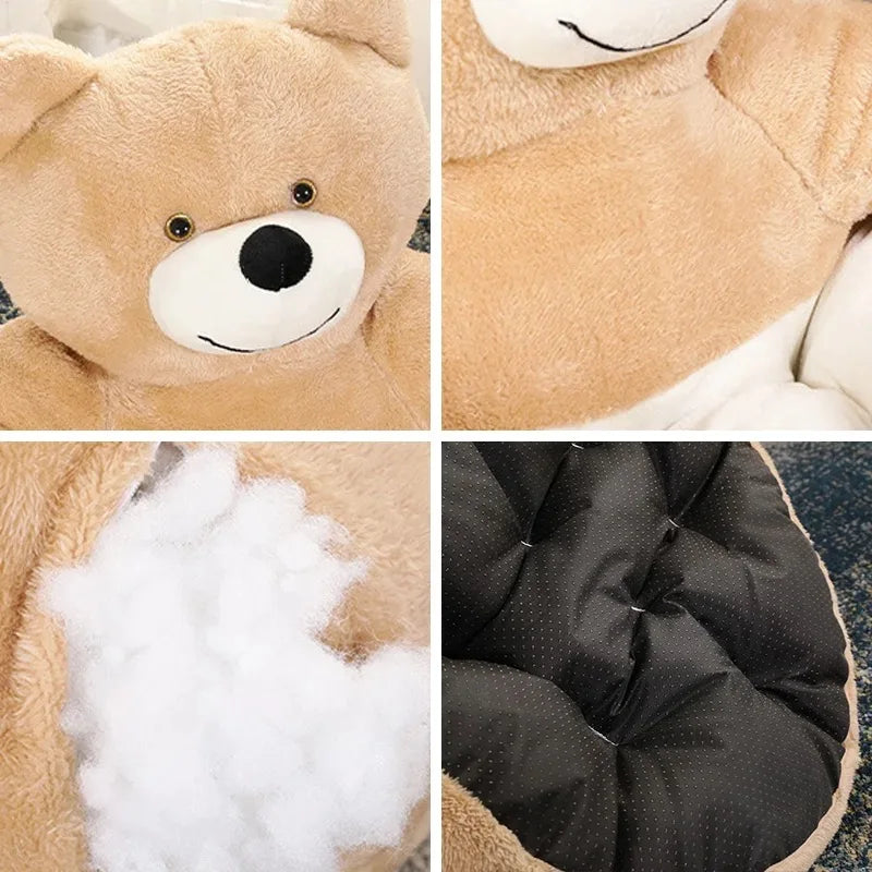 Cama Ultra Suave para Mascotas — Diseño Oso Abrazo | Perros y Gatos 🐻