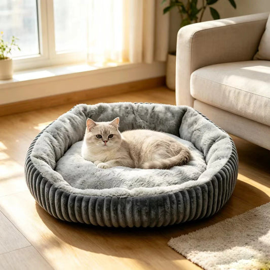 Cama Redonda de Pana para Gatos — Suave y Cálida
