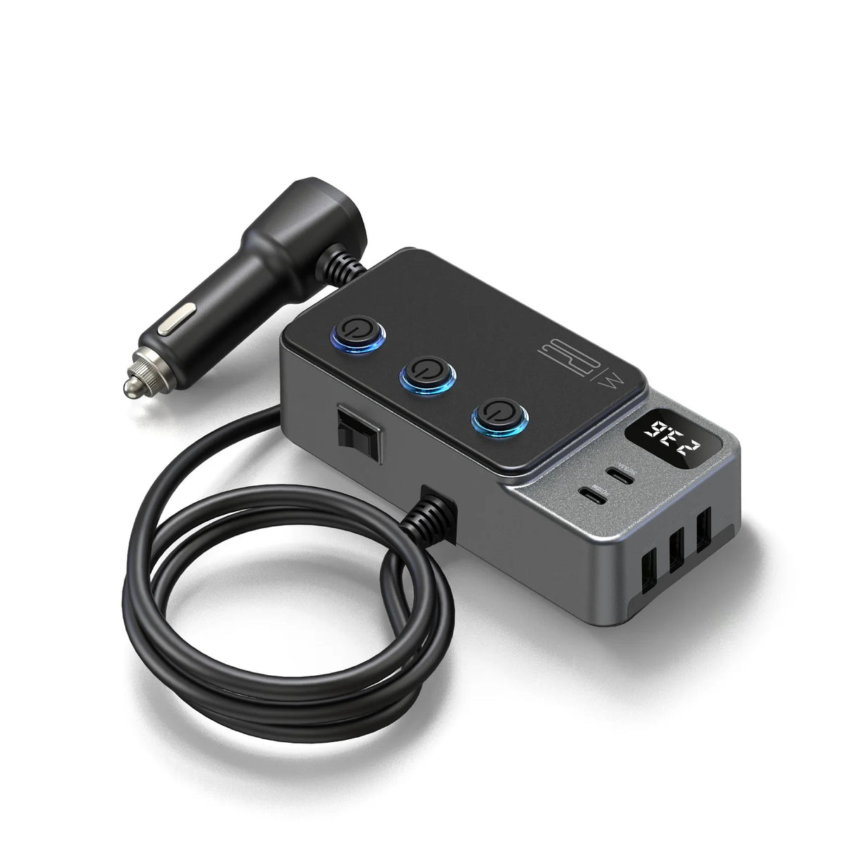 Adaptador Divisor para Auto — Cargador PD 35W + QC 3.0, USB-C y USB-A, 12V/24V