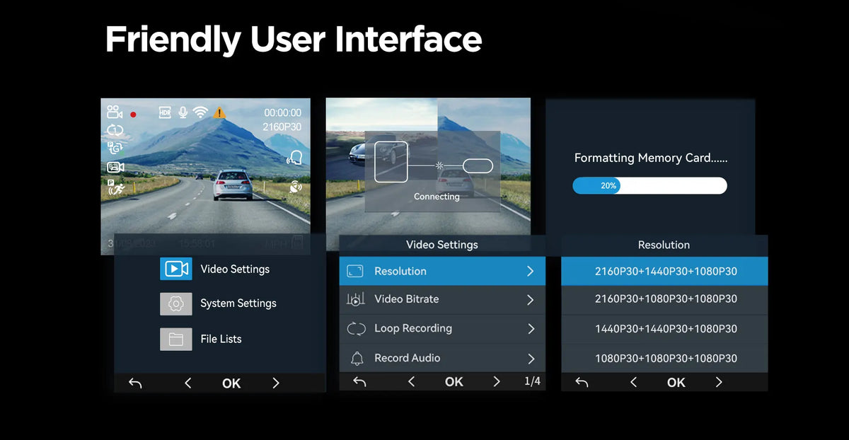 Cámara para Auto VIOFO 4K HDR WiFi — Modo Estacionamiento 24H