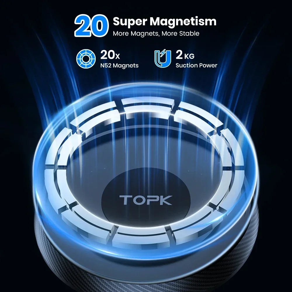 Soporte Magnético TOPK para Auto — Rejilla de Ventilación, Compatible Mag-Safe