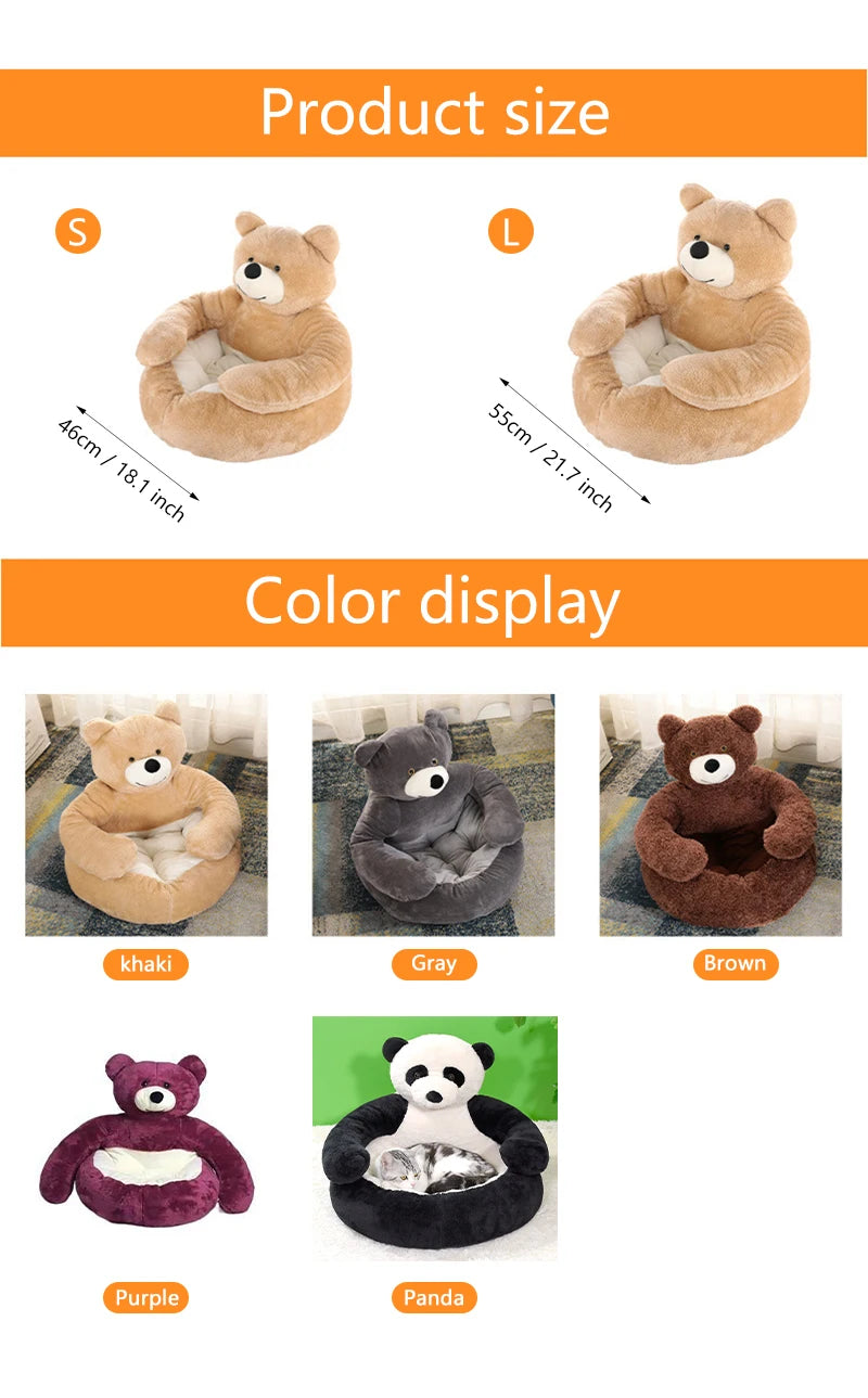 Cama Ultra Suave para Mascotas — Diseño Oso Abrazo | Perros y Gatos 🐻