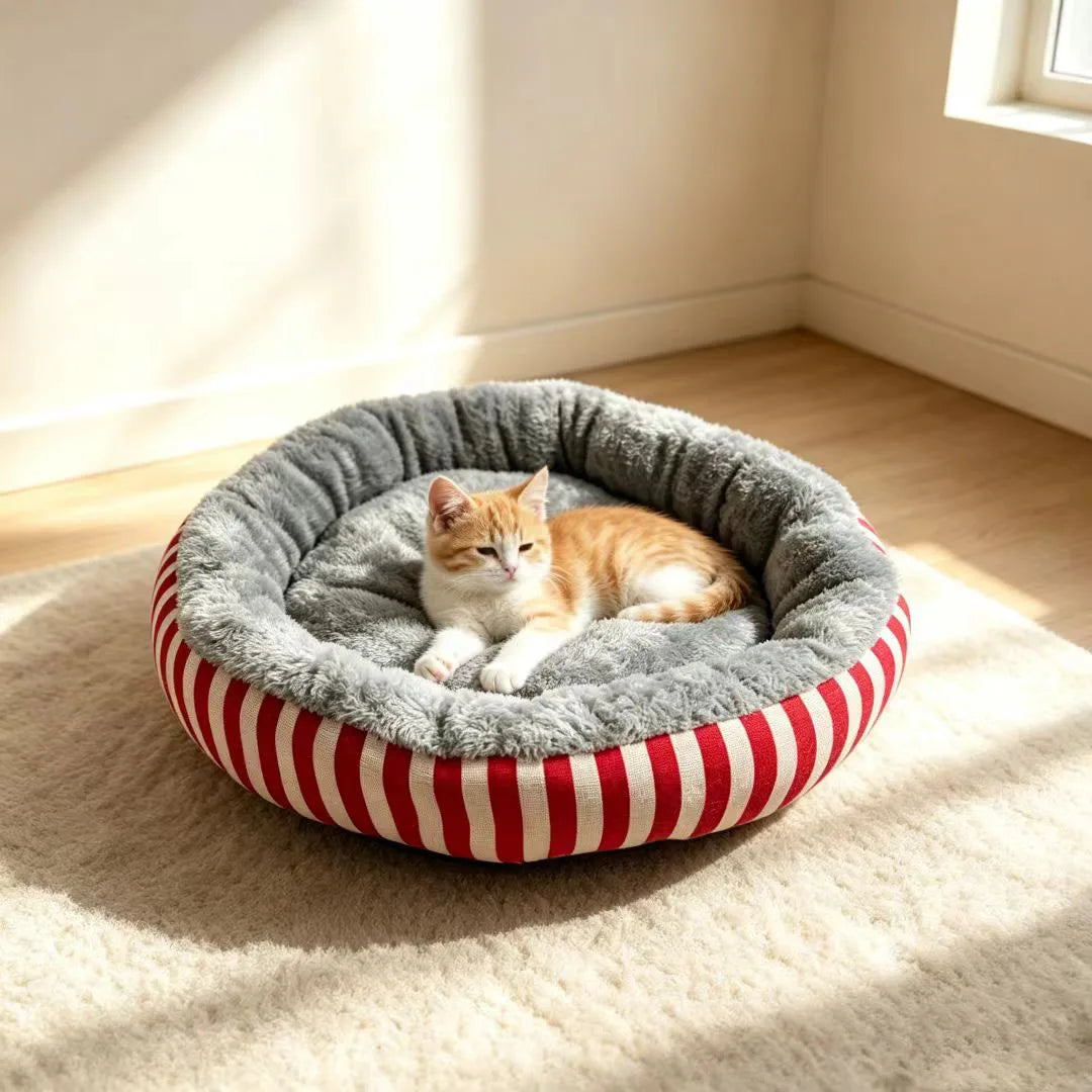 Cama Redonda de Pana para Gatos — Suave y Cálida
