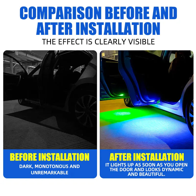 Luz de Bienvenida LED para Puerta de Auto — RGB, Inalámbrica, Anticolisión