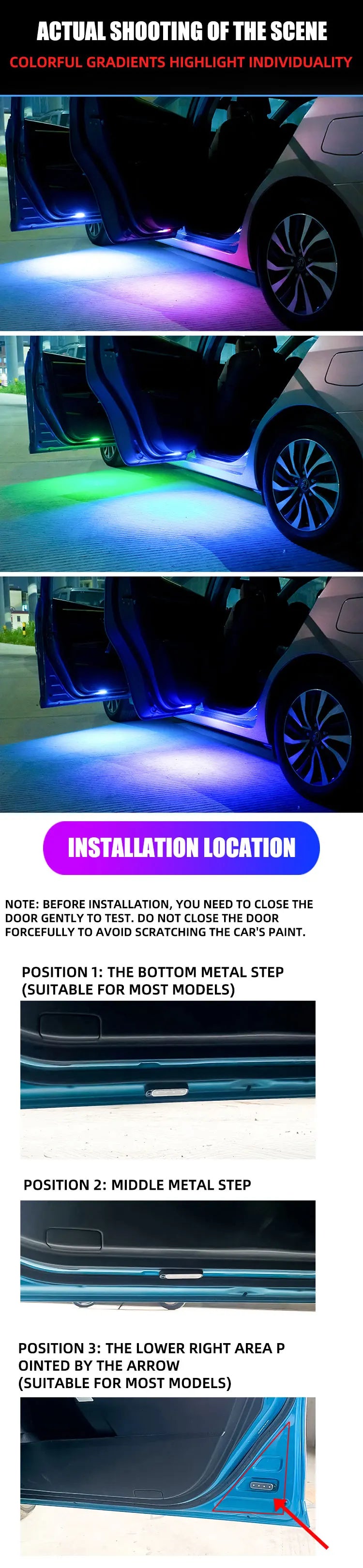 Luz de Bienvenida LED para Puerta de Auto — RGB, Inalámbrica, Anticolisión