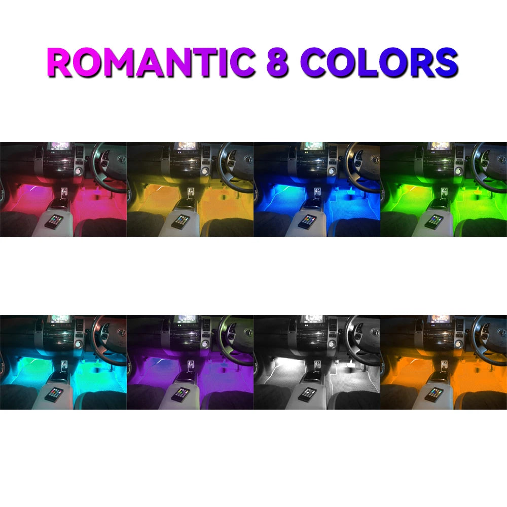 Tira LED RGB Ambiental para Interior de Auto — Control por App, Música y Mando a Distancia