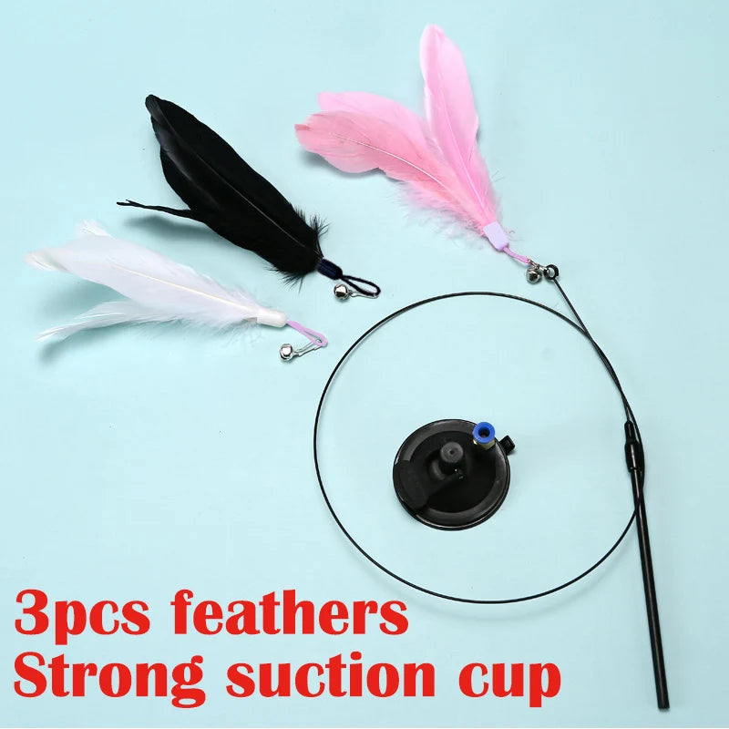 Varita Interactiva para Gatos | Juguete con Ventosa, Plumas y Simulación de Presa