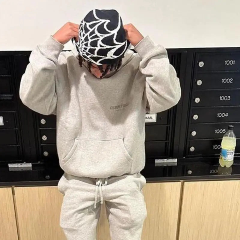 Gothic Spider Pattern Knitted Beanie